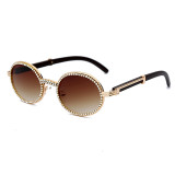 Vintage steampunk sun glasses shades round metal sunglasses Rhinestone sun glass for man