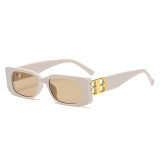 Retro small rectangle shades Brand Designer B Luxury Sunglasses Square Champagne Sunglasses Ladies Personality B Letter Glasses