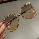 Fashion Wholesale  Oversized Diamond Designer Sun Glasses Ladies Luxury Glasses Shades for Women Sunglasses
