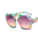 95533 Custom Fashion Polygonal Sunglasses Oversized Trendy Irregular Sunglasses Retro Shades Sunglasses Women