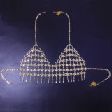 Women Sexy Bra Chest Belly Chains Beach Harness Necklace Pearl Brassiere Bikini Tops Body Jewelry