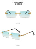 Fashion Quality Gradient glasses Jelly Color Rimless Small Frameless Cut Edge Square Metal Snake Shape Rimless Sunglasses