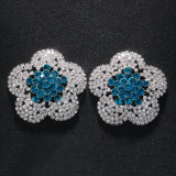 Flower-Shaped Rhinestone Chest Stickers Nightclub Style Sexy Blue Diamond Sexy Breast Stickers Female Non-Piercing For Women