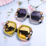 Diamond Square Sunglasses Rhinestone Eyeglasses Brand Designer Eyewear Sun shade Glasses UV400