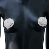 Hot Selling Smiley Rhinestone Breast Paste European And American Sexy Nightclub Sexy Sexy Chest Accessories Body Chain