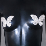 Trendy Full Rhinestone Butterfly Nipple Stickers Sexy Big Butterfly Body Chest Bra Stickers for Women Lingerie Accessories