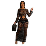 new style women's hand-knitted casual cut-out sequin beach skirt