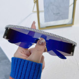 Y2K Popular Rimless Gradient Sunglasses For Vintage Women One Piece Diamond Sun Glasses Men Hip Hop Silver Mirror Shades UV400