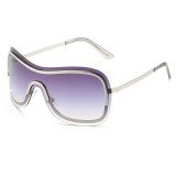 2023 Rimless oversized female shades eyewear one piece lens woman sunglasses fashionable outdoor y2k style metal sunglasses oem