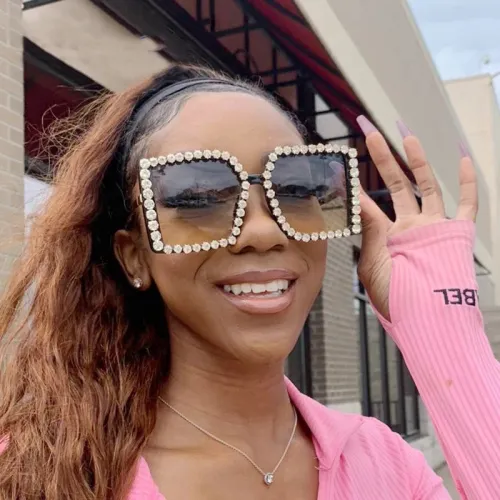 2022 best quality fashion luxury square sunglasses women oversize luxury brand diamond sunglass