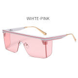 New style famous brand sun glasses big box frameless one-piece female protective sunglasses for women