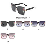 2023 Diamond Decoration Oversized Designer Shades Sunglasses 2022 Retro Style Luxury Sunglasses Women Modern Uv 400 Sunglasses