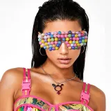 Fashion colorful steampunk sunglasses women trend fancy pearl oversized party glasses female vintage eyewear oculos shades