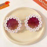 New Sun Flower Children's Sunglasses Cute Baby Comfortable Bright Sunglasses Round Frame Flower Petal Glasses