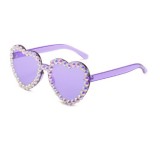 2023 Kids Cute Colors Diamond Flower UV400 Sunglasses Adult Or Kids Acrylic Heart Shaped Sunglasses Female Fashion Sunglasses