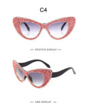 STORY GY7106 Trendy Luxury Oversized Bling Shades Sunglasses Women Men Cat Eye Custom Sunglasses UV400