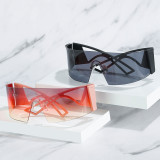 New arrivals fashion unisex futuristic cool personality big frame shades Curved Mirror Leg PC oversize one piece sunglasses