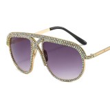 2022 fashion brand designer metal frame luxury rhinestone men sun glasses eyewear Oversized sunglasses women