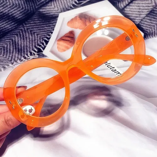 fashion Pc Round Optical Frames Orange  frames for eye glasses Oversized Clear Lens Blue Light Blocking Eye Glasses eye wear