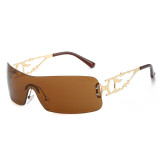 2023 New Punk One Piece Sunglasses Women 2000'S Brand Designer Sun Glasses Y2k Wrap Around Sun shades Eyeglasses Men Eyewear