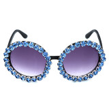 Custom Luxury Round Sunglasses Wholesale Fashion Cycling Diamond Bling DIY Glasses for Summer Girls Sunglasses