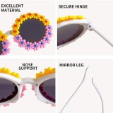 New Sun Flower Children's Sunglasses Cute Baby Comfortable Bright Sunglasses Round Frame Flower Petal Glasses