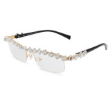 Diamond Rectangle Sun Glasses Women 2022 One Piece Sunglasses Men Luxury Brand Classic Sunglasses Rhinestone Glasses