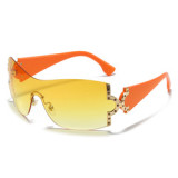 2023 new style fashion oversize rimless big frame women Y2K sunglasses