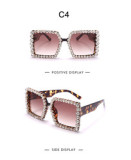 2022 best quality fashion luxury square sunglasses women oversize luxury brand diamond sunglass