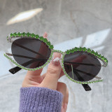 Futuristic 2023 Ladies Oval Shades Sun Glasses Small Frame Trendy Bling Sunglasses With Diamonds Women