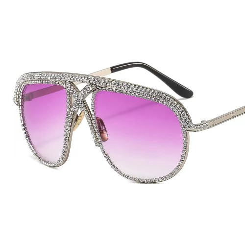 2022 fashion brand designer metal frame luxury rhinestone men sun glasses eyewear Oversized sunglasses women