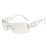 2023 New Punk One Piece Sunglasses Women 2000'S Brand Designer Sun Glasses Y2k Wrap Around Sun shades Eyeglasses Men Eyewear