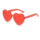 2023 Kids Cute Colors Diamond Flower UV400 Sunglasses Adult Or Kids Acrylic Heart Shaped Sunglasses Female Fashion Sunglasses