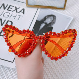 2023 Luxury Designer Branded Heart Diamond Eyeglasses Oversized Bling Sun Shades Womens Rhinestone Sunglasses
