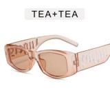 2022 Custom metal logo Fashion Luxury Women Men Punk Rectangle Sun Glasses Small Frame Square Sunglasses