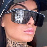 New style famous brand sun glasses big box frameless one-piece female protective sunglasses for women