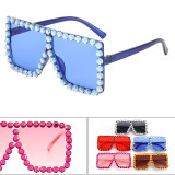 Lbashades New diamond children's sunglasses large square frame sunglasses boys and girls kids glasses UV protective