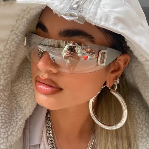 LBAshades 4560 Y2k Glass Punk Sports New Women Men Colour Sunglass 2000 Futuristic UV Letter D Rimless sunglasses