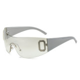 LBAshades 4560 Y2k Glass Punk Sports New Women Men Colour Sunglass 2000 Futuristic UV Letter D Rimless sunglasses