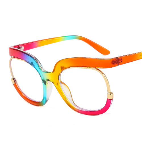 9051 trendy fashion flat top eye glasses eyeglasses frames candy color gradient eyeglasses oversized optical frames women