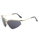 2023 Y2K Retro Women Luxury Metal Sunglasses Wrap Around Sun Glasses UV400 Ladies New Fashion Sport Eyewear Shade