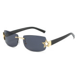Lentes De Sol Vintage Star Rectangle Rimless Sun Glasses Y2k Square Frame Women Men Retro Frameless Sunglasses Custom Logo