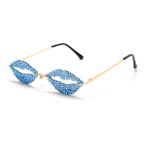 YTGY05343 fashion custom rimless Lip diamond rhinestones sunglasses retro buy sunglasses designer