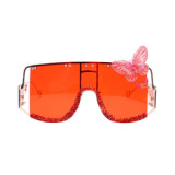 2023 Fashion wholesale square rhinestone luxury womens oversized frame diamond trendy Butterfly decoration sunglasses