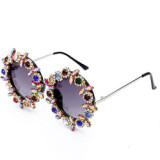 Round flower Diamond Sunglasses Women 2023 Colorful Luxury Crystal Punk Sunglasses Ladies Fashion Rhinestone Sunglasses