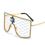 2022 Fashion mesh Glasses Frame Ladies Party Ball Diamond Encrusted Sunglasses Gorgeous Designer Metallic Glasses Frame