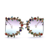 Luxury Rhinestones Oversized Luxury Diamond Sunglasses Women Vintage Glasses Oval Rhinestones Eyeglasses Female Oculos