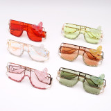 2023 Fashion wholesale square rhinestone luxury womens oversized frame diamond trendy Butterfly decoration sunglasses