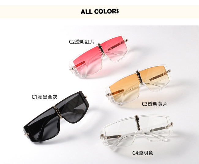 Sunglasses One-piece Metal Accessories Oversized Frame Riding Personality Sunglasses Women Sunglasses Trendy Men