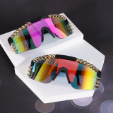 2022 Large Frame Dazzling Full Electroplated True Film Sport Sunglasses Plastic Steampunk One Cycling Sunglasses